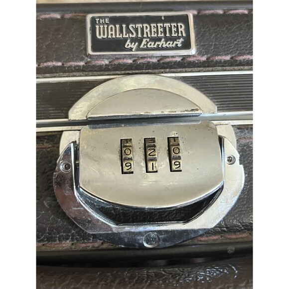 WALLSTREETER Earhart Briefcase Vintage Hard Case Faux Leather Brown Made in USA - Picture 2 of 12